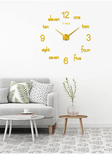 80cm DIY Modern Frameless Silent Wall Clock, Battery Power Clock for Living Room, Office, Bedroom Room &amp; Decoration 12S045 - Gold
