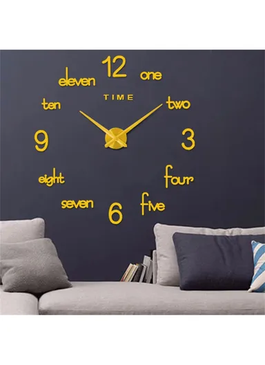 80cm DIY Modern Frameless Silent Wall Clock, Battery Power Clock for Living Room, Office, Bedroom Room &amp; Decoration 12S045 - Gold