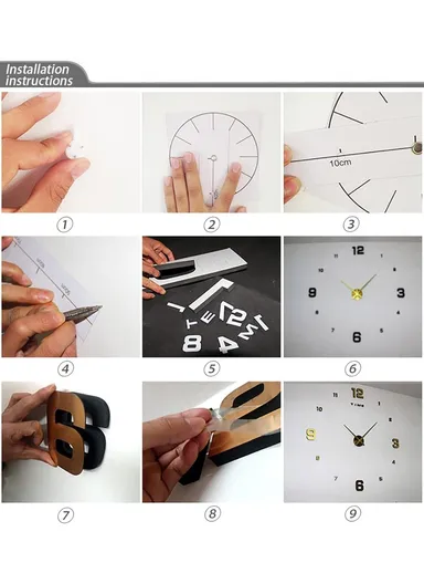 120cm 3D Wall Clock, Modern Mute DIY Frameless Mirror Clocks Sticker, Silent Large‑Size Acrylic Wall Clock for Living Room, Office, Bedroom Room &amp; Decoration 12s046 - Silver