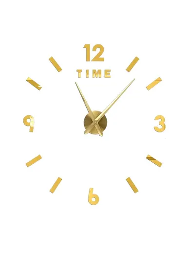 80x80cm 3D Wall Clock, Modern Mute DIY Frameless Mirror Clocks Sticker, Silent Large‑Size Acrylic Wall Clock for Living Room, Office, Bedroom Room &amp; Decoration 12s046 - Gold
