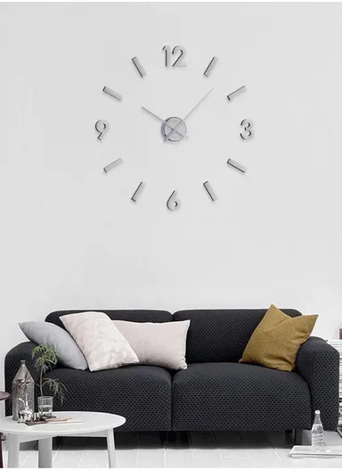 80x80cm 3D Wall Clock, Modern Mute DIY Frameless Mirror Clocks Sticker, Silent Large‑Size Acrylic Wall Clock for Living Room, Office, Bedroom Room &amp; Decoration 12s046 - Silver