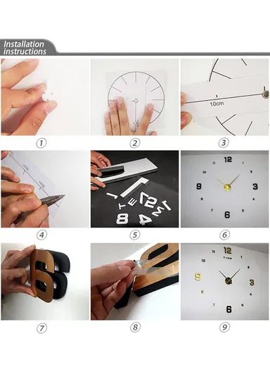 80x80cm 3D Wall Clock, Modern Mute DIY Frameless Mirror Clocks Sticker, Silent Large‑Size Acrylic Wall Clock for Living Room, Office, Bedroom Room &amp; Decoration 12s046 - Silver