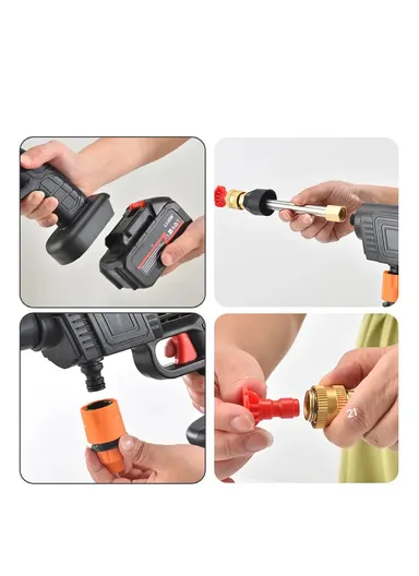 12Ah 21V Cordless Pressure Washer, 45Bar High Pressure Brushless Car Wash Gun with Foam Bottle, Nozzles &amp; Storage Bag, Portable Power Cleaner for Car, Patio, Garden &amp; Windows