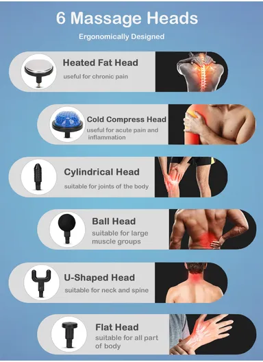 6-Gear Hot &amp; Cold Therapy Portable Massage Gun, Deep Tissue Percussion Muscle Mini Massager for Pain Relief, Handheld with 3800 Percussions/min &amp; 6 Massage Head MD-XY-17 - Black