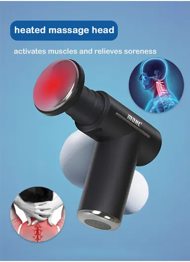 6-Gear Hot &amp; Cold Therapy Portable Massage Gun, Deep Tissue Percussion Muscle Mini Massager for Pain Relief, Handheld with 3800 Percussions/min &amp; 6 Massage Head MD-XY-17 - Black