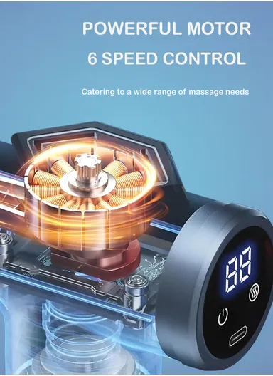 6-Gear Hot &amp; Cold Therapy Portable Massage Gun, Deep Tissue Percussion Muscle Mini Massager for Pain Relief, Handheld with 3800 Percussions/min &amp; 6 Massage Head MD-XY-17 - Black