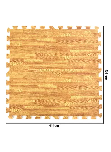 4 Pcs Eva Foam Floor Rug Living Room Dining Room Sleeping Room Toilet Waterproof Sound Insulation (L61 x W61 x H1)cm - Wood Color