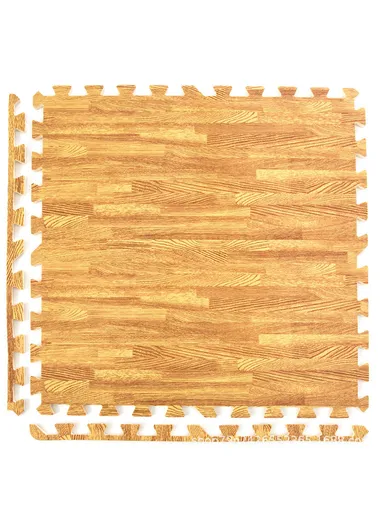 4 Pcs Eva Foam Floor Rug Living Room Dining Room Sleeping Room Toilet Waterproof Sound Insulation (L61 x W61 x H1)cm - Wood Color