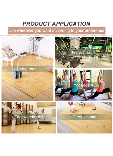 4 Pcs Eva Foam Floor Rug Living Room Dining Room Sleeping Room Toilet Waterproof Sound Insulation (L61 x W61 x H1)cm - Wood Color