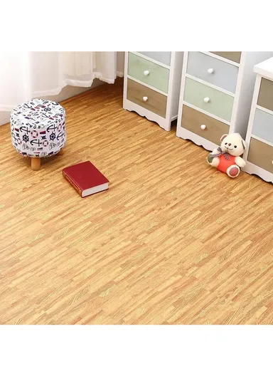 4 Pcs Eva Foam Floor Rug Living Room Dining Room Sleeping Room Toilet Waterproof Sound Insulation (L61 x W61 x H1)cm - Wood Color