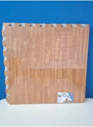 4 Pcs Eva Foam Floor Rug Living Room Dining Room Sleeping Room Toilet Waterproof Sound Insulation (L61 x W61 x H1)cm - Wood Color