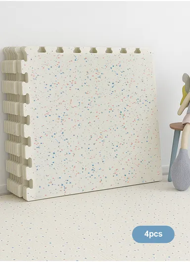 4 Pcs Eva Foam Floral Floor Rug Living Room Dining Room Sleeping Room Toilet Sound Insulation (L60 x W60 x H1)cm