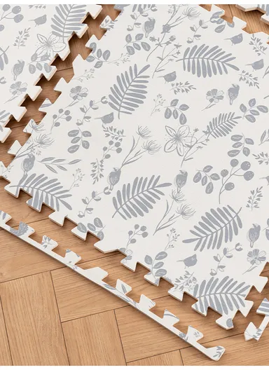 4 Pcs Eva Foam Floral Floor Rug Living Room Dining Room Sleeping Room Toilet Sound Insulation (L60 x W60 x H1)cm