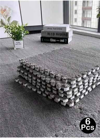 6 Pcs Eva Foam Sound Insulation Floor Rug Living Room Dining Room Sleeping Room Toilet (L60 x W60 x H0.6)cm - Dark Grey