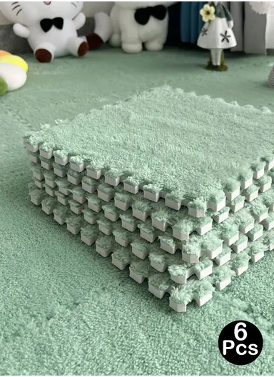 6 Pcs Eva Foam Sound Insulation Floor Rug Living Room Dining Room Sleeping Room Toilet (L60 x W60 x H0.6)cm - Green