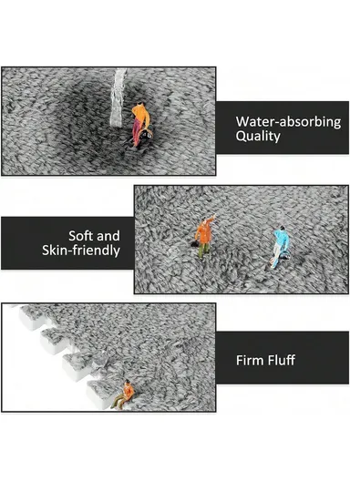 6 Pcs Eva Foam Sound Insulation Floor Rug Living Room Dining Room Sleeping Room Toilet (L60 x W60 x H0.6)cm - Black