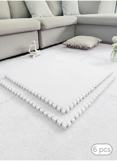 6 Pcs Eva Foam Floor Rug Living Room Dining Room Sleeping Room Toilet Sound Insulation (L60 x W60 x H1)cm - White