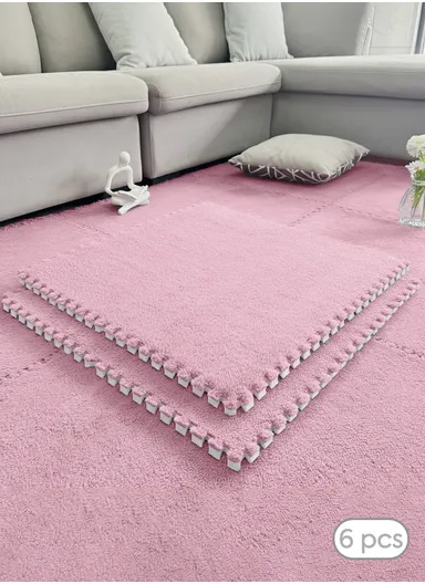 6 Pcs Eva Foam Floor Rug Living Room Dining Room Sleeping Room Toilet Sound Insulation (L60 x W60 x H1)cm - Pink