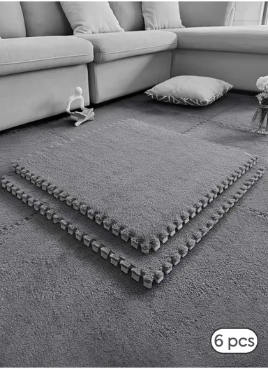 6 Pcs Eva Foam Floor Rug Living Room Dining Room Sleeping Room Toilet Sound Insulation (L60 x W60 x H1)cm - Grey