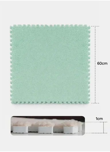 6 Pcs Eva Foam Sound Insulation Floor Rug Living Room Dining Room Sleeping Room Toilet (L60 x W60 x H0.6)cm - Light Green