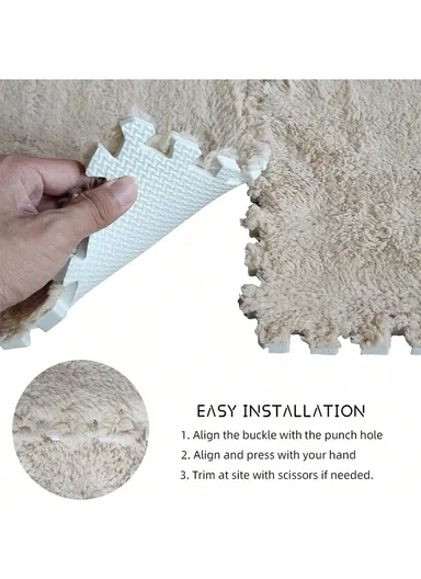 6 Pcs Eva Foam Sound Insulation Floor Rug Living Room Dining Room Sleeping Room Toilet (L60 x W60 x H0.6)cm - Light Green