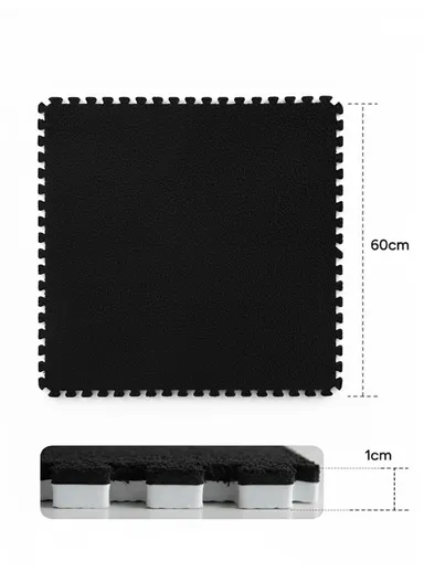 6 Pcs Eva Foam Floor Rug Living Room Dining Room Sleeping Room Toilet Sound Insulation (L60 x W60 x H1)cm - Black