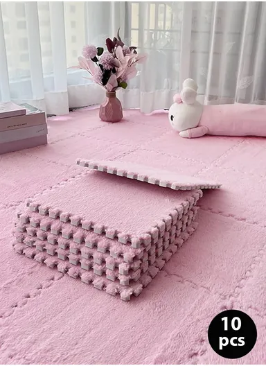 10 Pcs Eva Foam Sound Insulation Floor Rug Living Room Dining Room Sleeping Room Toilet (L30 x W30 x T1)cm - Pink