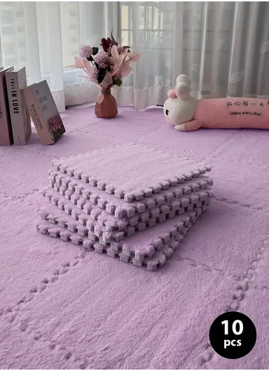 10 Pcs Eva Foam Sound Insulation Floor Rug Living Room Dining Room Sleeping Room Toilet (L30 x W30 x T1)cm - Purple