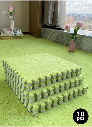 10 Pcs Eva Foam Sound Insulation Floor Rug Living Room Dining Room Sleeping Room Toilet (L30 x W30 x T1)cm - Phosphorus