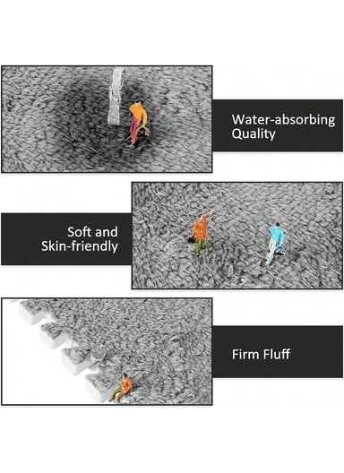 10 Pcs Eva Foam Sound Insulation Floor Rug Living Room Dining Room Sleeping Room Toilet (L30 x W30 x T1)cm - Black