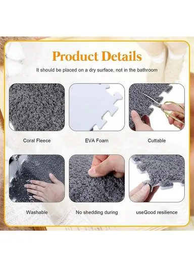10 Pcs Eva Foam Sound Insulation Floor Rug Living Room Dining Room Sleeping Room Toilet (L30 x W30 x T1)cm - Black