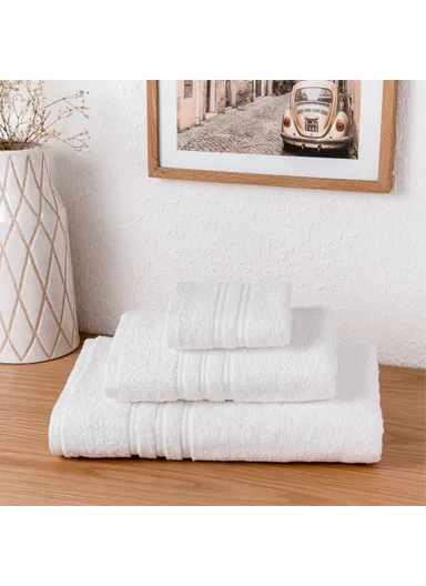 3 Pieces Chic Premium Cotton Towel Set - White