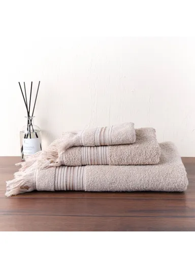 3 Pieces Classy Premium Cotton Towel Set - Beige