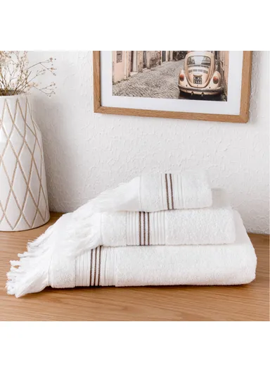 3 Pieces Classy Premium Cotton Towel Set - White