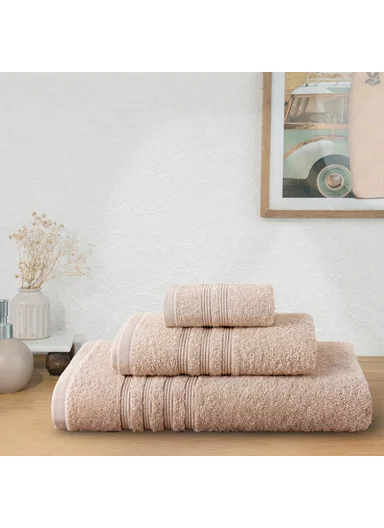 3 Pieces Fashion Premium Cotton Towel Set - Beige