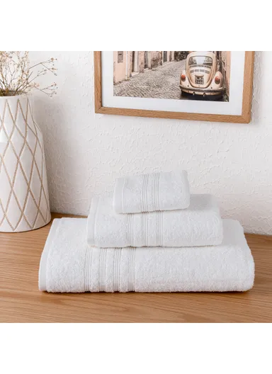 3 Pieces Fashion Premium Cotton Towel Set - White