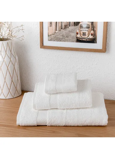 3 Pieces Simple Premium Cotton Towel Set - White
