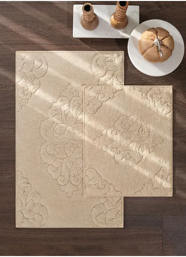 2Pcs Jordan Elegant Bath Mat Set - Beige