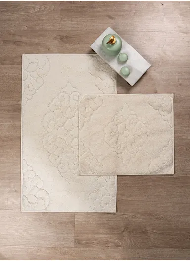 2Pcs Jordan Elegant Bath Mat Set - Cream