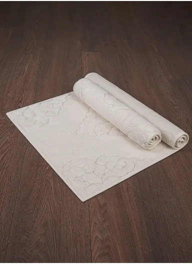 2Pcs Jordan Elegant Bath Mat Set - Cream