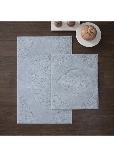 2 Pieces Jordan Elegant Bath Mat Set 50 x 80 - 50 x 40 cm - Grey