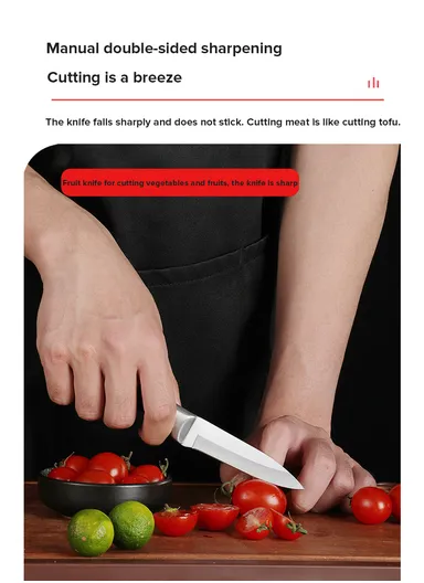 8pcs Stainless Steel Kitchen Knife Set With 5 Knives, Scissors, Sharpener &amp; Stand - Red