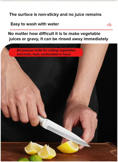 8pcs Stainless Steel Kitchen Knife Set With 5 Knives, Scissors, Sharpener &amp; Stand - Red