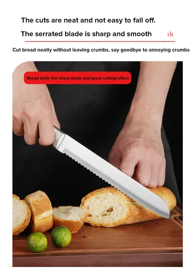 8pcs Stainless Steel Kitchen Knife Set With 5 Knives, Scissors, Sharpener &amp; Stand - Red