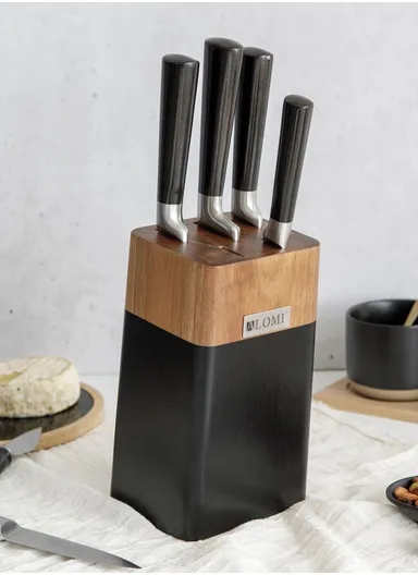 6-Pcs Stainless Steel Knife Set with Stand B22-7 - Black