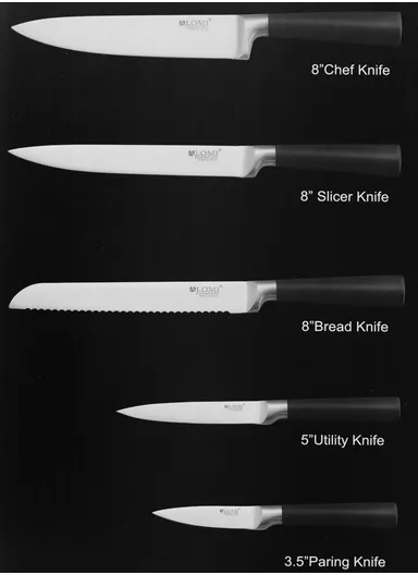6-Pcs Stainless Steel Knife Set with Stand B22-7 - Black