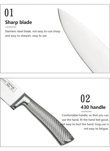 14 Pcs Kitchen Knife Set With Scissors, Sharpener &amp; Stand B22-16 - Silver 