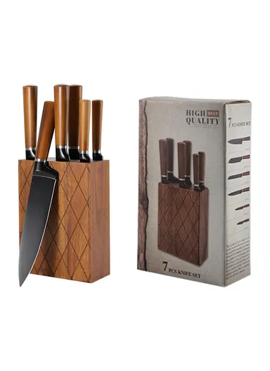 7PCS Stainless Steel Kitchen Knife Set With Wooden stand B22-17