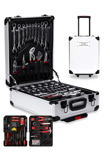 187Pcs 4-Layer Chrome Vanadium Tool Set with Telescoping Handle &amp; 2 Wheels (W36 x D20 x H50)cm