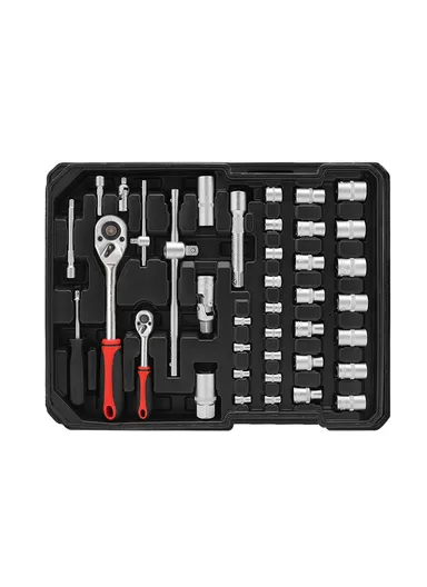 187Pcs 4-Layer Chrome Vanadium Tool Set with Telescoping Handle &amp; 2 Wheels (W36 x D20 x H50)cm